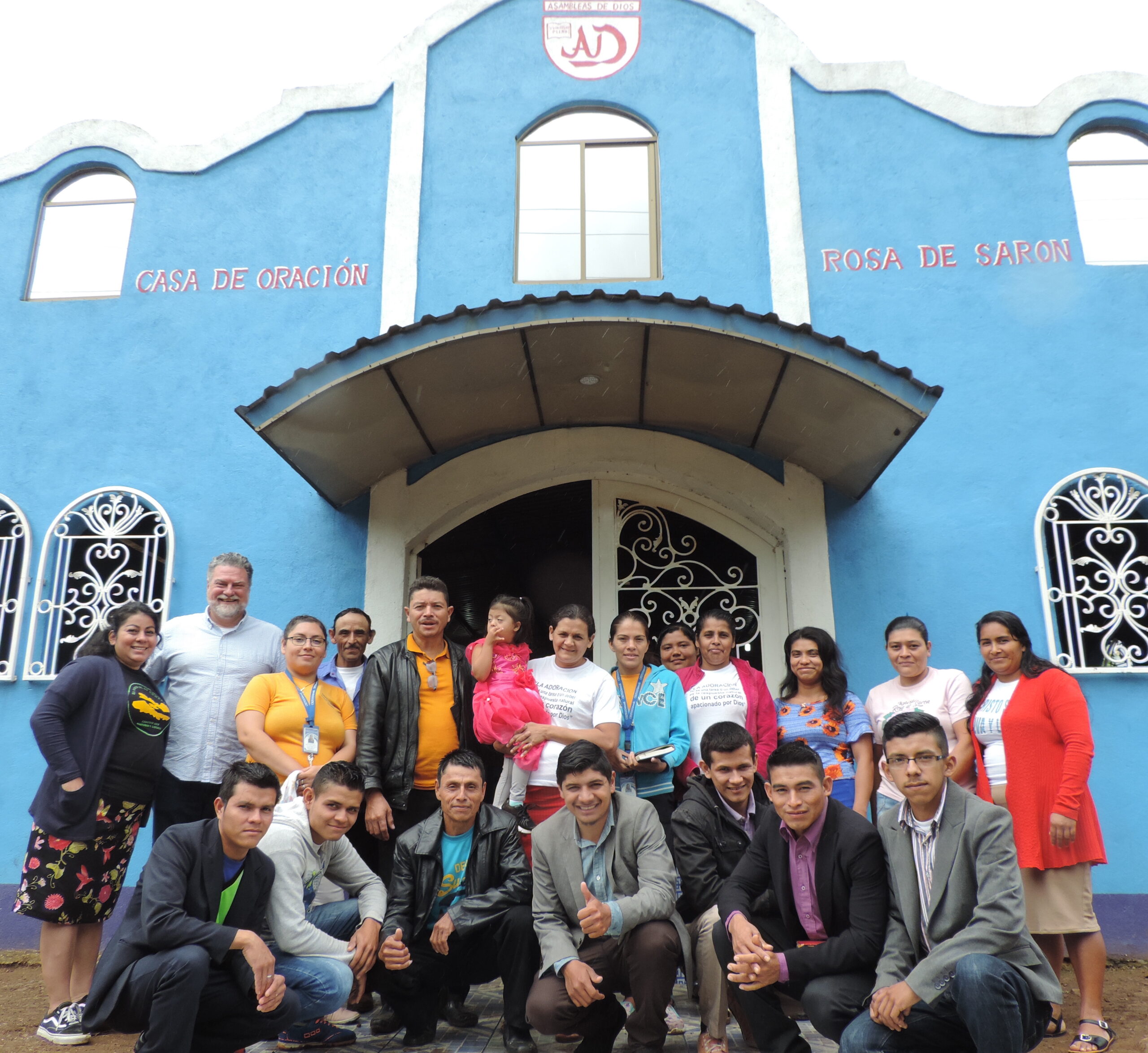 Nicaragua Church with people in front of it